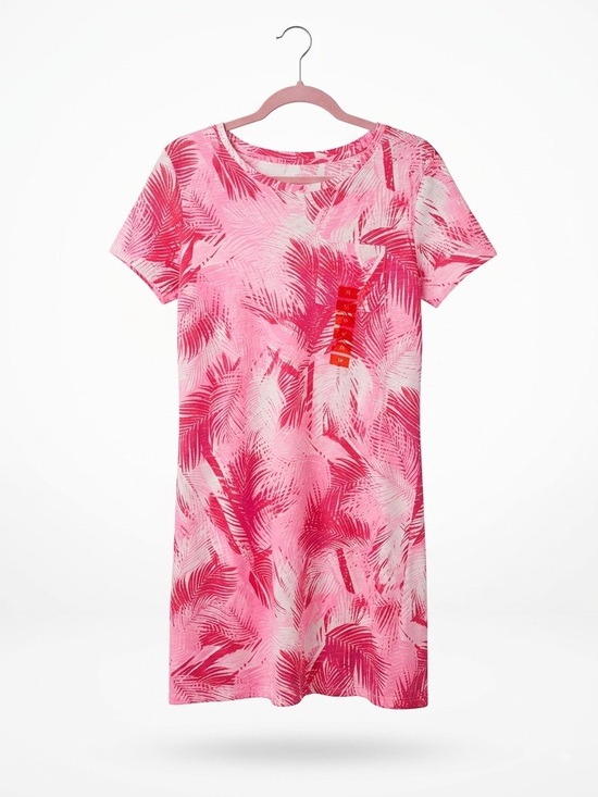 Stella Parker Other - NWT Stella Parker Pink Palm-Print Cotton Beach Cover-Up Dress